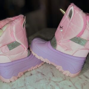 Pink Unicorn Kids Boots and Bag Set